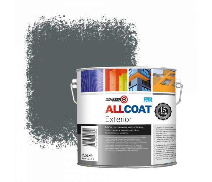 Zinsser Allcoat Exterior Wall Paint RAL 7012 Basalt Grey 2 5 Liter