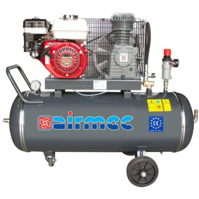 AIRMEC CRS105 Mobile Oil Lubricated Piston Compressor with Gasoline Engine - 350 ltr/min,  5.5 hp