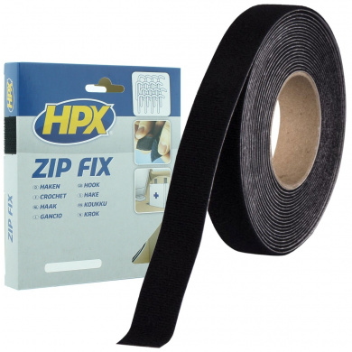 HPX Klittenband (lus) ZWART 20mm - 5 meter