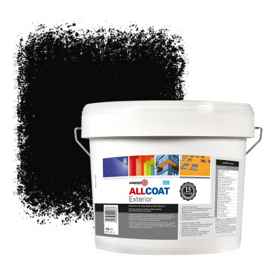 Zinsser Allcoat Exterior Wall Paint RAL 9005 Jet Black - 10 Liter