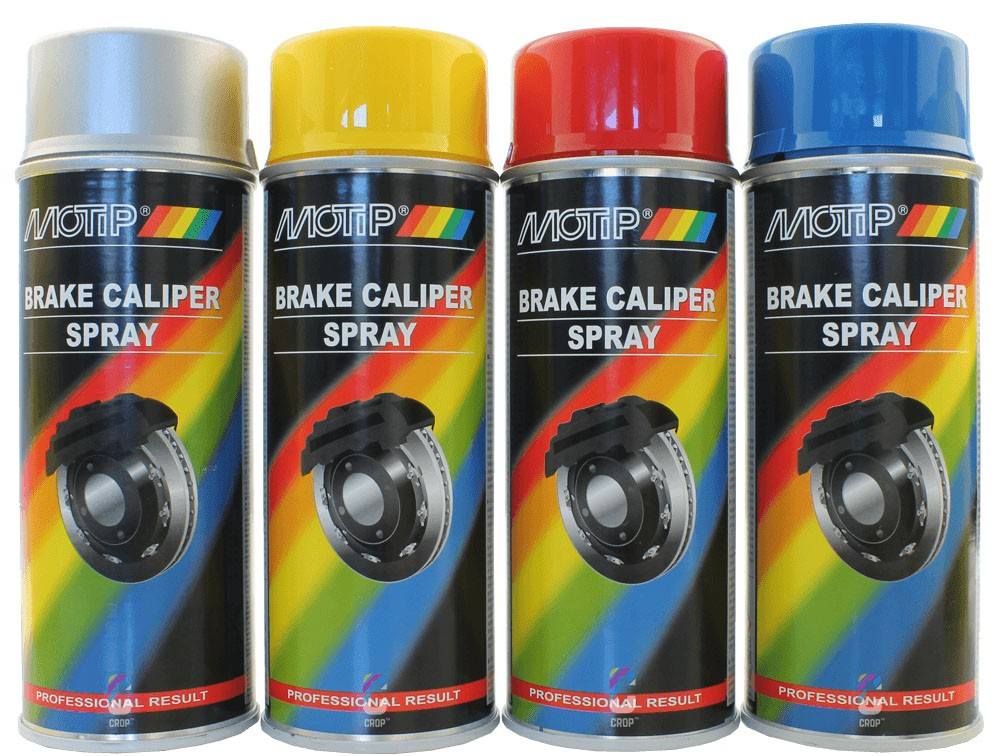Bombe spray peinture haute température MOTIP ROUGE, BLEU ou JAUNE pour  étrier de frein 400ML