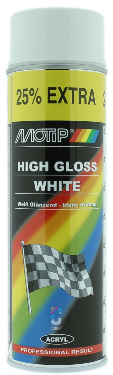 Bombe peinture glycero blanc brillant Motip 400ml