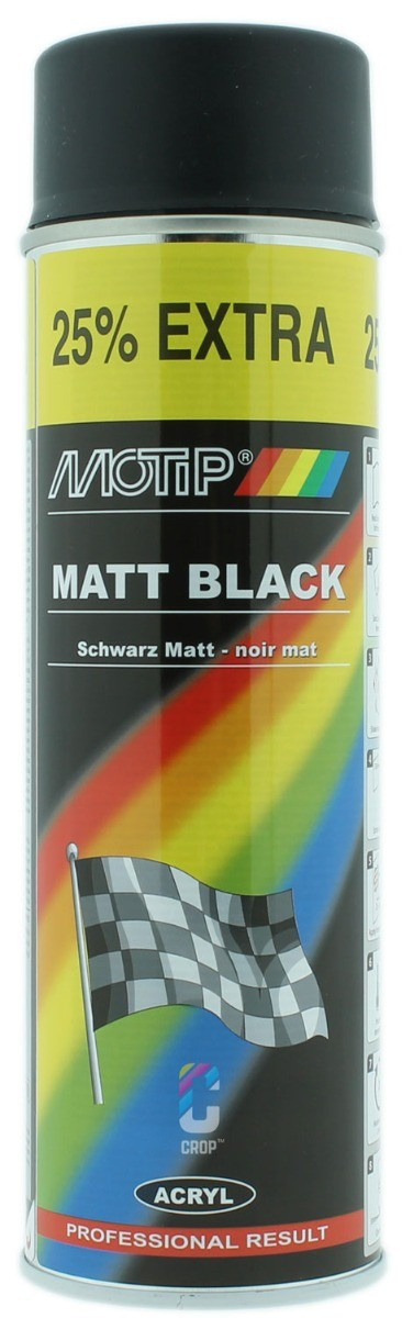 Peinture noire mate - Matt Black de MoTip - aérosol 500ml - CROP
