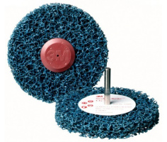 3M Clean & Strip Grobreinigungsscheibe Blau mit Schaft - pro Stck