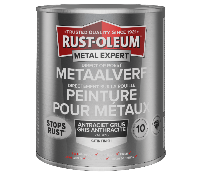 Rust-Oleum Metal Expert Direct Op Roest Metaal Verf Zijdeglans 750ml - RAL 7016