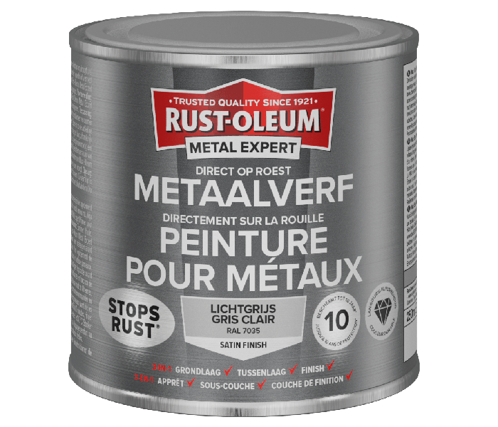 Rust-Oleum Metal Expert Direct Op Roest Metaal Verf Zijdeglans 250ml - RAL 7035