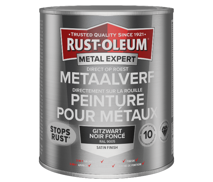 Rust-Oleum Metal Expert Direct Op Roest Metaal Verf Zijdeglans 750ml - RAL 9005