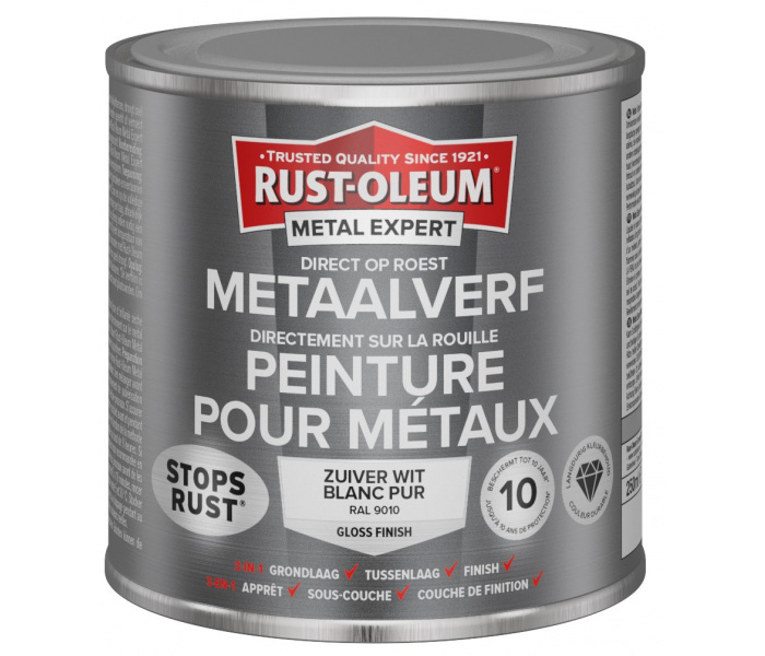 Rust-Oleum Metal Expert Direct Op Roest Metaal Verf 250ml - RAL 9010