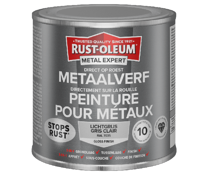 Rust-Oleum Metal Expert Direct Op Roest Metaal Verf 250ml - RAL 7035