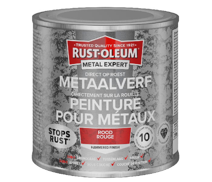 Rust-Oleum Metal Expert Direct Op Roest Hamerslag Verf Rood 250ml