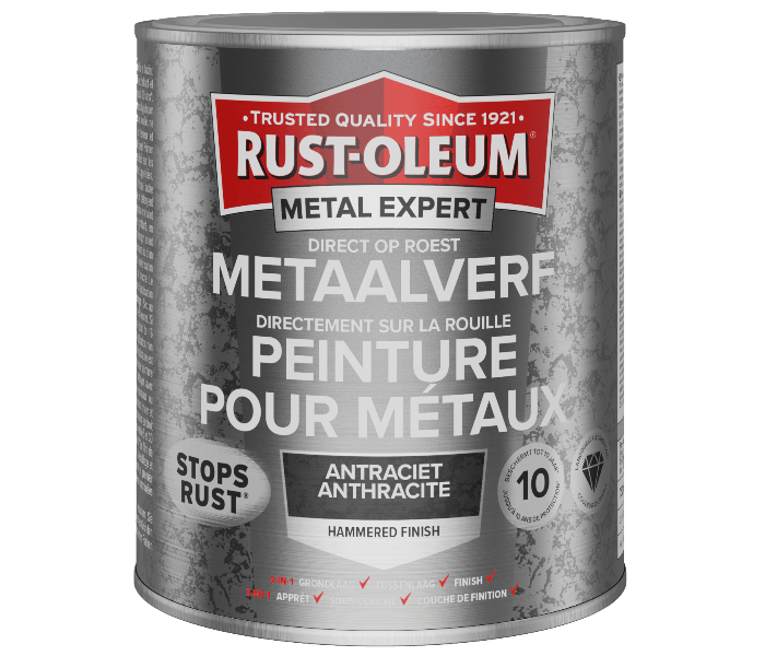 Rust-Oleum Metal Expert Direct Op Roest Hamerslag Verf Antraciet 750ml