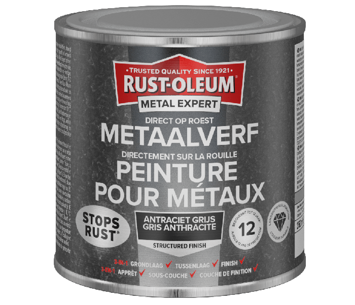 Rust-Oleum Metal Expert Direct Op Roest Structuurverf Antraciet 250ml