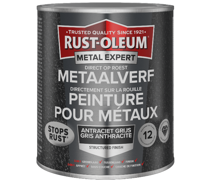 Rust-Oleum Metal Expert Direct Op Roest Structuurverf Antraciet 750ml