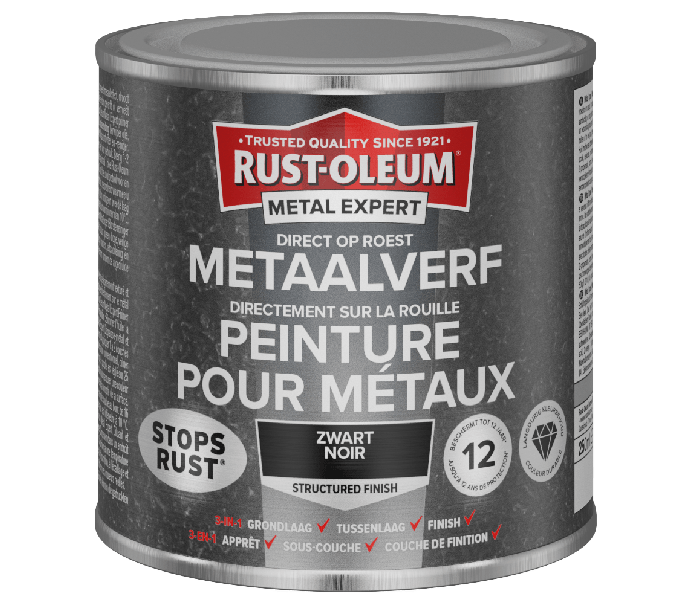 Rust-Oleum Metal Expert Direct Op Roest Structuurverf Zwart 250ml