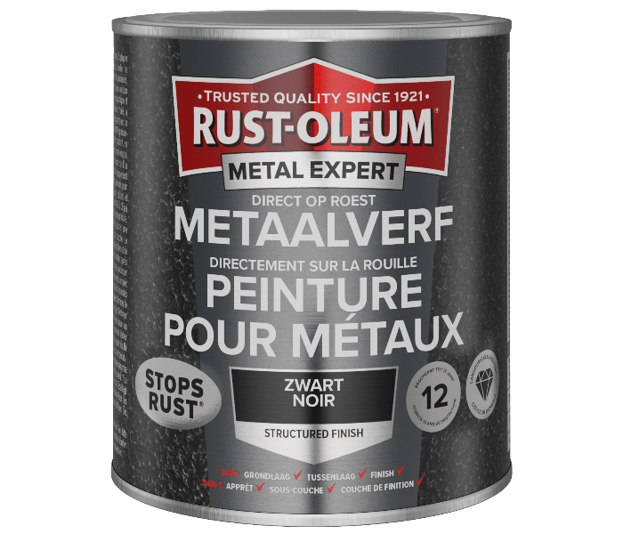 Rust-Oleum Metal Expert Direct Op Roest Structuurverf Zwart 750ml