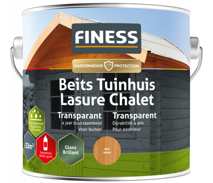 FINESS Tuinhuisbeits Transparant Rood 2,5 liter