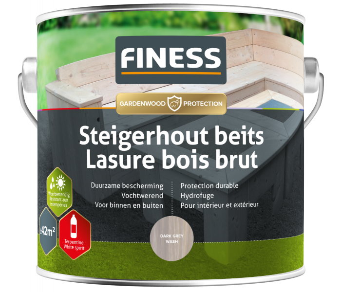 FINESS Steigerhoutbeits Donkergrijs 2,5 liter