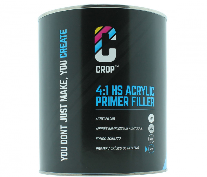 CROP 2K HS Acryl Primer Filler ZWART VS5 - Blik 4 liter