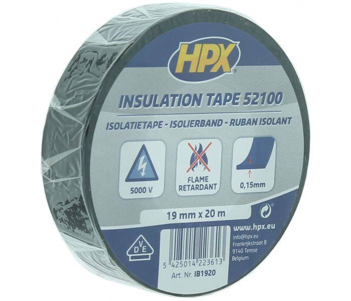 HPX 52100 VDE Isolatietape ZWART 19mm x 20 meter