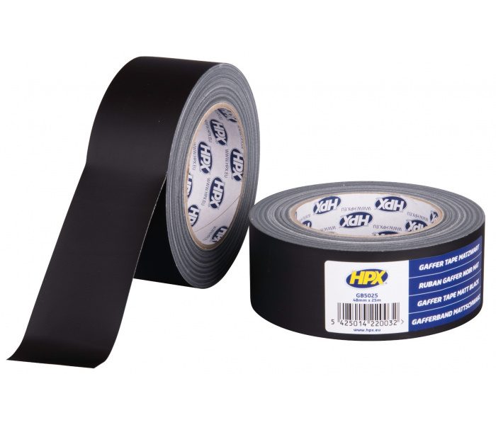 HPX Gaffer Tape Zwart Mat 48mm x 25 meter