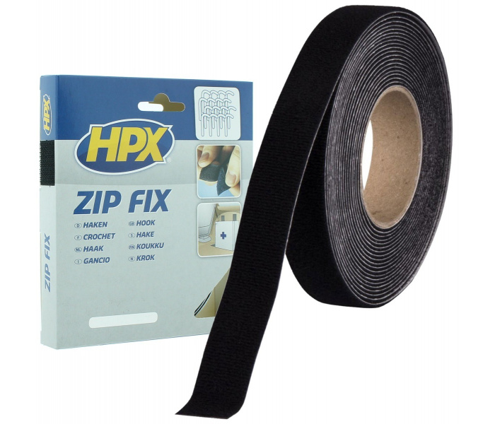 HPX Klittenband (lus) ZWART 20mm - 5 meter