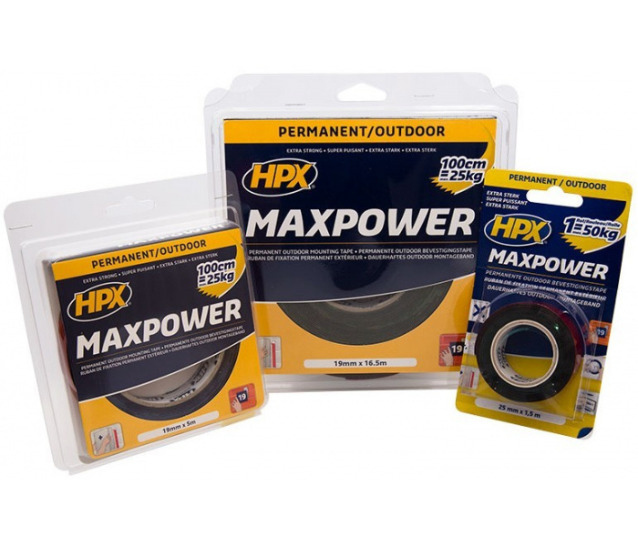 HPX Max-Power OUTDOOR Dubbelzijdig Tape Zwart - Extreem Sterk