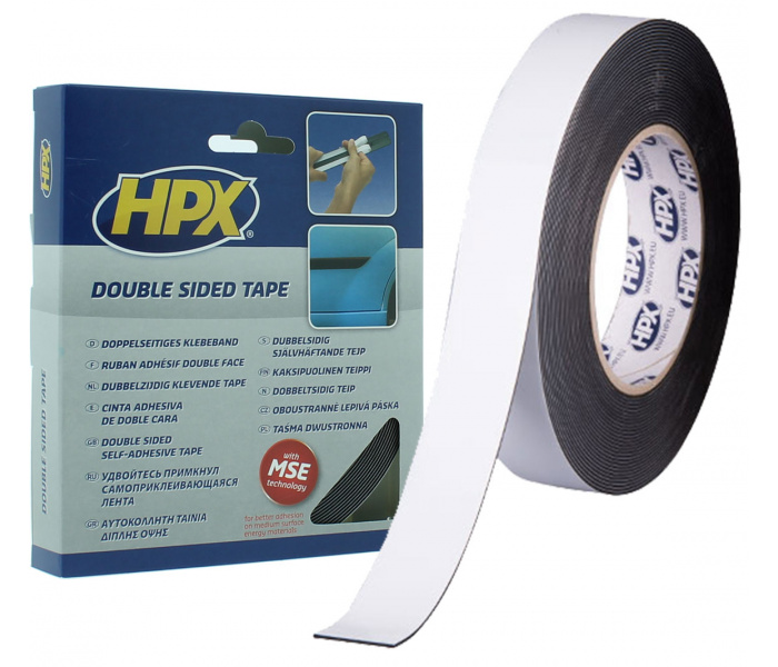 HPX Dubbelzijdig Foam Tape ZWART 25mm - 10 meter