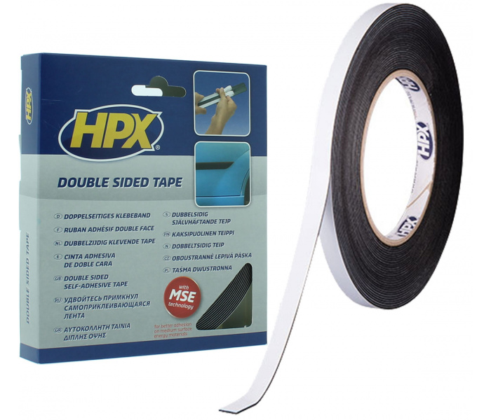 HPX Dubbelzijdig Foam Tape ZWART 9mm - 10 meter