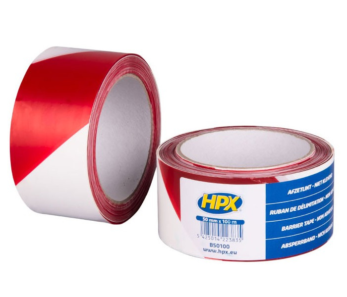 HPX Rood Wit Lint 50mm - 100 meter