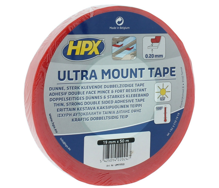 HPX Ultra Dun Dubbelzijdig Tape TRANSPARANT 19mm - 50 meter