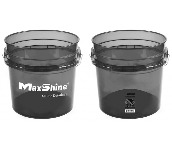 MaxShine Detailing Bucket Autowas Emmer 19 liter - Zwart Transparant