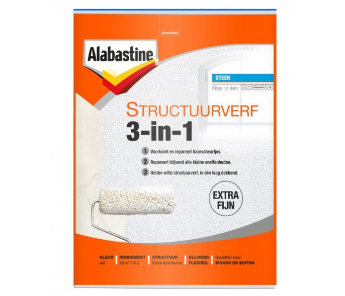 Alabastine Structuurverf 3 in 1 - 5 liter