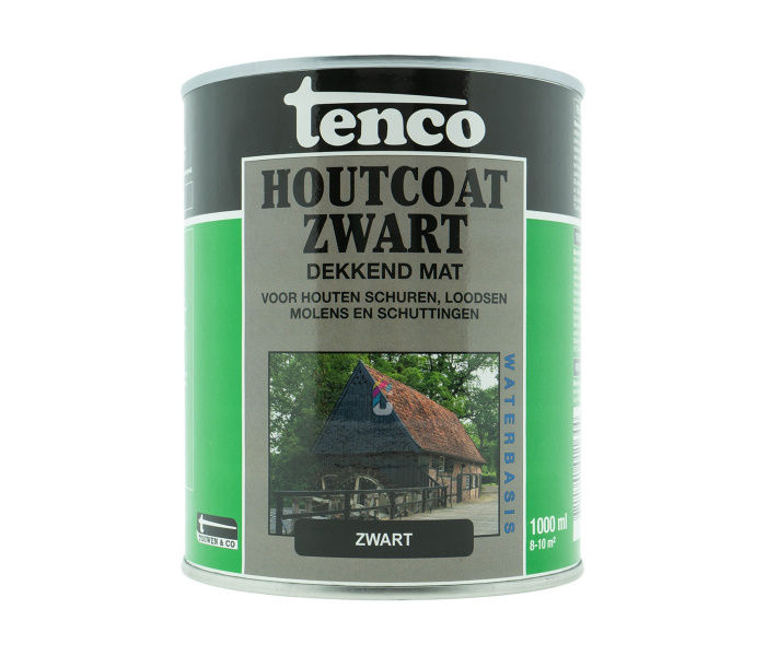 Tenco Houtcoat Zwart Waterbasis Mat 1 liter