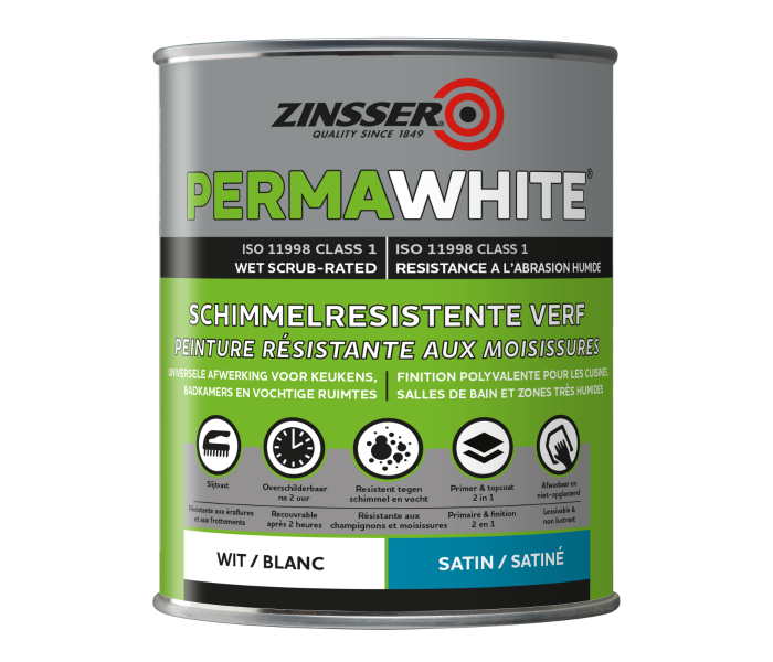 Zinsser Permawhite Weiß Seidenglanz 1 Liter Anti Schimmel Farbe