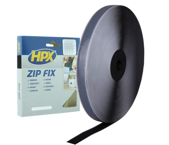 HPX Klittenband (haak) ZWART 20mm - 25 meter