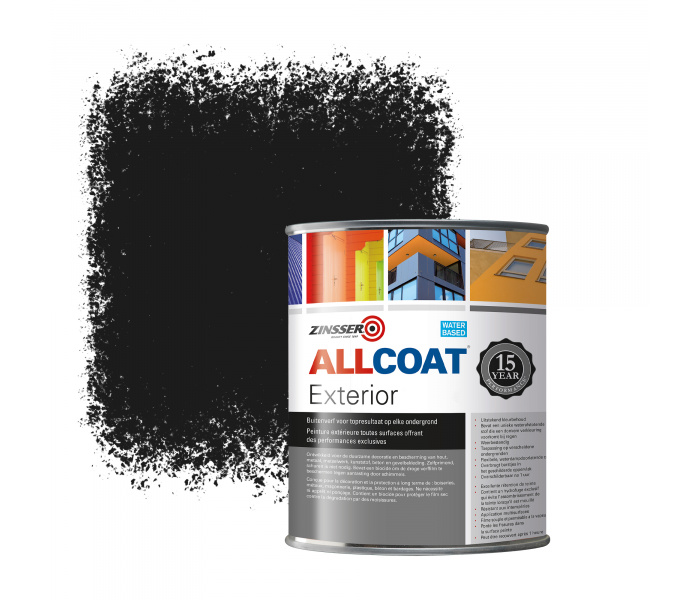 Zinsser Allcoat Exterior Wall Paint Ral 9011 Graphite Black 1 Liter